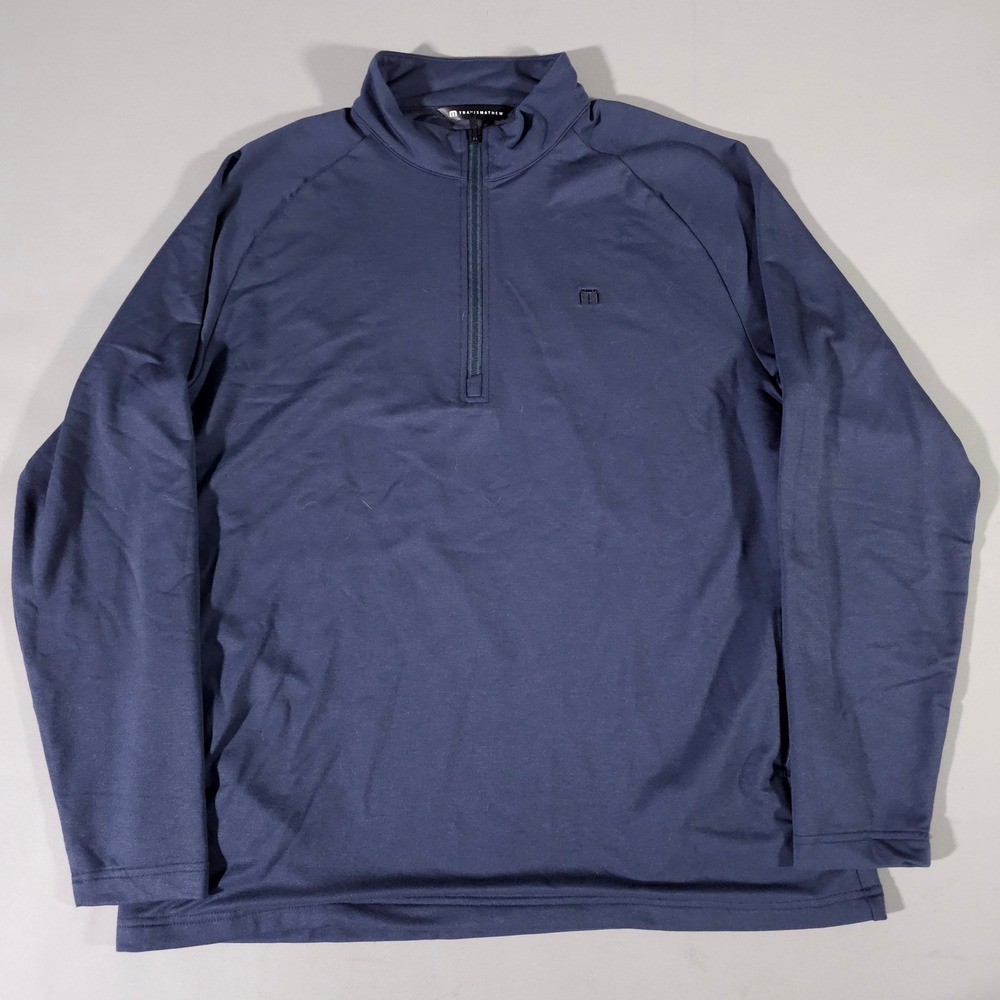 Travis Mathew Quarter Zip Pullover Mens XL Navy‎ Blue Long Sleeve Golf Top